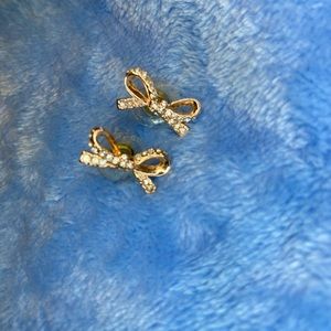 Kate Spade rose gold bow studs with pave cubic zirconia